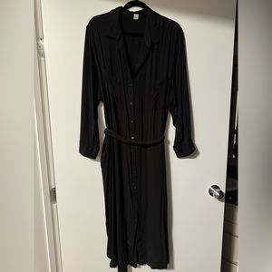 Button down shirt dress w/ belt